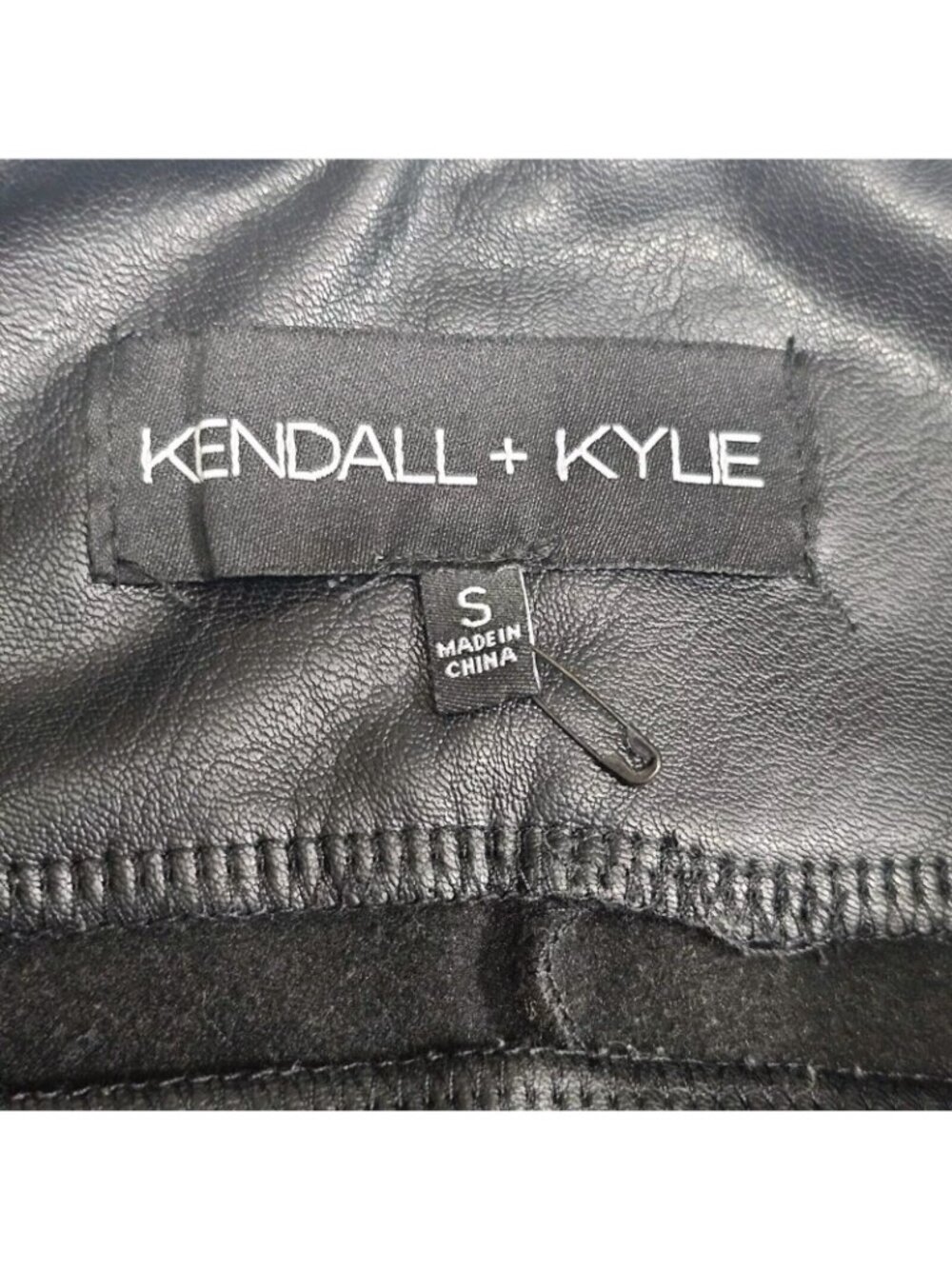 (A1343) Kendall + Kylie Leggings Women's Size Large Black Faux Leather Skinny Le - Picture 5 of 6
